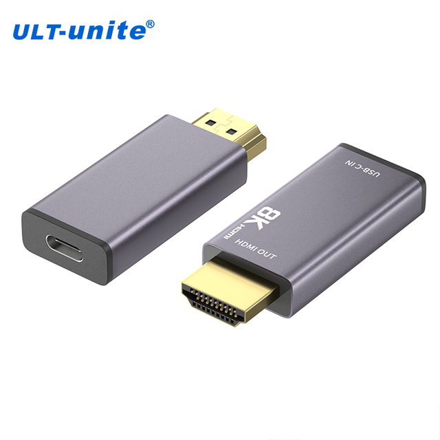ULT-unite Brand New Portable USB-C to HDMI Female Adapter 8K 60Hz Uni-directional Aluminum Alloy Plug and Play