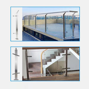 Paslanmaz çelik küpeşte kare tüp veya temperli cam ile yuvarlak çit direği korkuluk ile cam korkuluk sonrası - Product Image 3