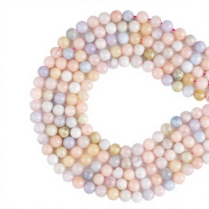 ลูกปัดมอร์แกไนต์ธรรมชาติทรงกลมขนาด 8 มม. หลายสี ขัดเงา สำหรับทำเครื่องประดับ ขายส่ง - Product Image 1