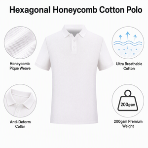 200gsm Wabenmuster 100% Baumwolle Individuelles Logo Polo-Shirt Unisex Kurzarm Business Casual T-Shirt für Firmenuniform Arbeitskleidung - Product Image 4