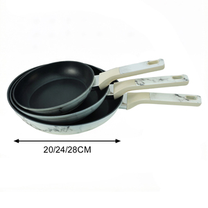 Ensemble de 3 poêles antiadhésives modernes à motif marbre, en <span class=keywords><strong>aluminium</strong></span> forgé, <span class=keywords><strong>sans</strong></span> <span class=keywords><strong>PFOA</strong></span>, compatibles induction, avec couvercles en verre - Product Image 6