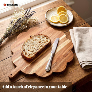 Tablas de Madera de Acacia con Borde Festoneado Personalizadas, Tabla de Cortar de Madera para Pan, Carne, Frutas, Queso, Suministros para Carnicería - Product Image 1