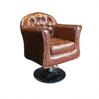 Fauteuil de Salon de Coiffure Pivotant et Relevable, Style Américain Tendance, Luxe Léger, avec Accoudoirs, Rembourrage en Mousse Haute Densité et Piétement Métallique