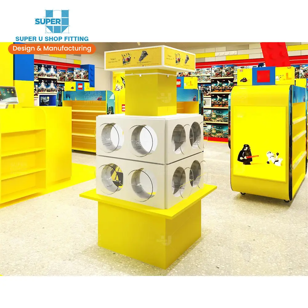 Miniature personalizzate Store Interior Decor Design Trendy Kids Toy Shop Furniture espositore giocattolo per bambini autoportante