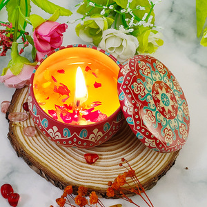Bougies parfumées aux fleurs séchées, parfum romantique, Diwali, Saint-Valentin, anniversaire, cadeaux de mariage, cire de soja, faites à la main, élégantes - Product Image 5
