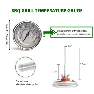 KAMaster <span class=keywords><strong>Kamado</strong></span> Charcoal Grill - Jauge de température et thermomètre étanche en acier inoxydable, plage 150-900°F, accessoire de cuisson pour barbecue - Product Image 2