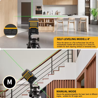 Niveau laser vert 4D auto-nivelant rechargeable 360° haute luminosité DIY, 2 points, 18V DC, garantie 3 mois, pour la construction (photo)