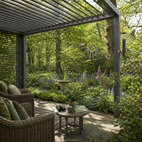 Pergola motorisée en aluminium avec toit à lames rétractables pour jardin, salle de dégustation de vins, terrasse, lames réglables