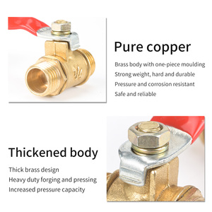 Van bi khí nén bằng đồng DN15 có tay cầm màu đỏ 1/4 inch đầu ra của máy bơm không khí kết nối công tắc máy nén khí cho phương tiện truyền thông khí - Product Image 3