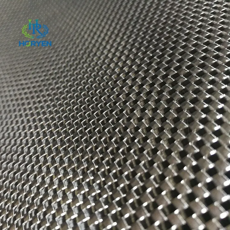 Colored carbon fiber fabric with metallic thread