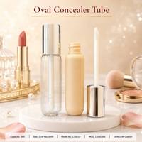 Tube de correcteur ovale ISMAN 5 ml avec capuchon argenté, flacon transparent beige, conteneur vide pour brillant à lèvres, vente en gros, flacon de maquillage à marque privée