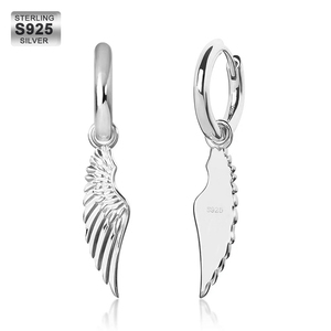 KRKC&amp;CO Hip Hop Hoop <strong>Earrings</strong> Angel <strong>Wing</strong> Charm Small Hoop <strong>Earrings</strong> Silver Gold Hoop <strong>Earrings</strong> with Angel <strong>Wing</strong> Charm - Product Image 2
