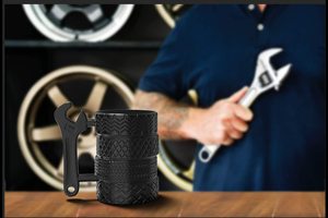 Taza de Café/Té de Cerámica con Forma de Neumático y Asa en Forma de Llave Inglesa, Regalo <span class=keywords><strong>para</strong></span> Amantes de Autos, Mecánicos, Entusiastas de Autos, Regalo de Cumpleaños <span class=keywords><strong>para</strong></span> Hombre - Product Image 4