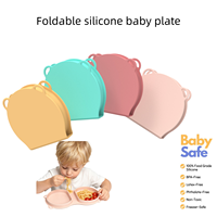 Assiette d'alimentation pliable en silicone de qualité alimentaire pour tout-petits de 6 à 12 mois, réutilisable, non toxique, lavable au lave-vaisselle, antidérapante, portable