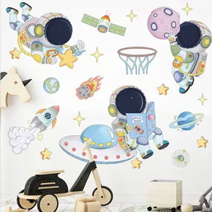 만화 동물 PVC 스티커 귀여운 지구 문 기린 토끼 벽 데칼 현대 어린이 방 장식 자체 접착