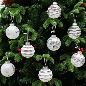 9pcs/set Luxury Handmade Transparent Shatterproof Plastic Ball Ornaments for Christmas Festival <b>Party</b> Tree Decoration - Product Image 2