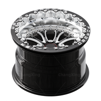 Jantes concaves en alliage forgé 5x120 5x114.3 17x10 15x10 pour course de dragster, noires, usinées, avec beadlock personnalisé pour Ford Mustang