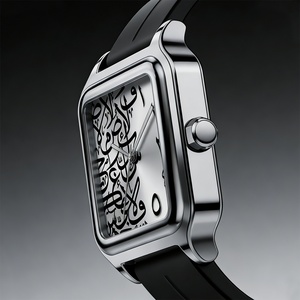 Men's Arabic Numerals <b>Watch</b> Southeast Asia Russia Magnetic Clasp Waterproof Alloy Rectangular <b>Case</b> Silicone Strap Quartz <b>Watch</b> - Product Image 3
