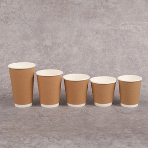 Bicchieri da Caffè Monouso Compostabili Ecologici 8oz-16oz Marrone Scuro con Logo Personalizzato Bicchieri di Carta a Parete Singola e Coperchi - Product Image 2