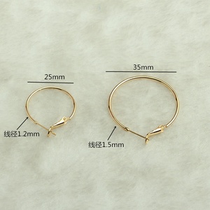 Pendientes de aro de Latón chapado en oro auténtico de 14 quilates para mujer, pendientes de aro de oro de moda de 25mm 30mm 35mm, gran regalo - Product Image 2