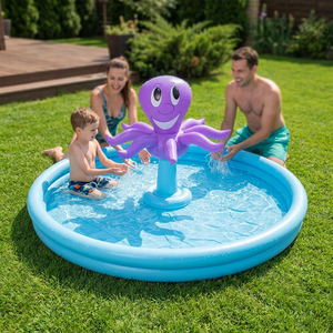 Jouet de piscine gonflable écologique en PVC plus épais, design en forme de pieuvre, tapis aquatique / piscine à jets d'eau - Product Image 1