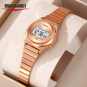 Skmei Digital Watch Women Rose Gold Stainless Steel Strap 30m Water Resistant Electronic Movement - Product Image 1