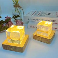 Base de lampe LED sans fil sculptée en forme de cube, support de lampe en cristal, pendentifs artisanaux, cadeau créatif, lumière d'ambiance