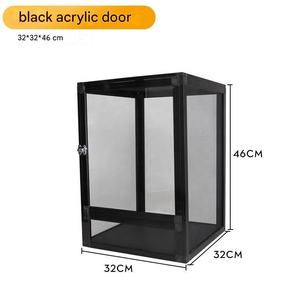 Cage pour animaux de compagnie en aluminium argenté de taille moyenne, en PVC, à motif solide, pour petits animaux, reptiles, bouton carré, écologique, durable, cage d'alimentation pour animaux de compagnie - Product Image 5