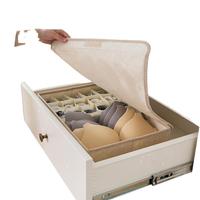 Sac de rangement pour vêtements, organisateur de vêtements réglable, en tissu de lin, avec compartiments séparés, pour rangement sous le lit