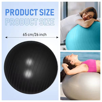 Ballon de yoga Yx 65 cm, grand modèle, forme cacahuète 25 cm, face noire, petites perles, lesté, avec logo personnalisé