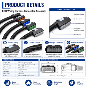 Harnais de câblage ECU personnalisé pour l'automobile, les machines agricoles, les équipements lourds, assemblage de câbles OEM ODM - Product Image 3