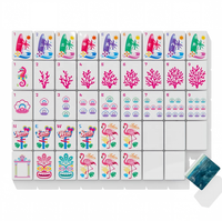 Jeu de Mahjong Funky Trade Tropical Beach American, Thème Plage, Corail, Planche de Surf, Tiki Hawaïen, Vacances d'Été