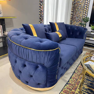 Fast Delivery High Quality Sectional Loveseat Comfortable Modern Blue Velvet Couch Fabric Sofa for Living Room <strong>Furniture</strong> - Product Image 4