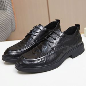 Chaussures habillées carrées en cuir à lacets de haute qualité pour hommes, tendance, formelles, faites à la main, antidérapantes, pour le dropshipping et la vente en gros - Product Image 1