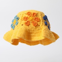 Chapeau bob en crochet fait main pour la plage, avec patch coloré sur commande, motif floral de voyage, bonnet tricoté