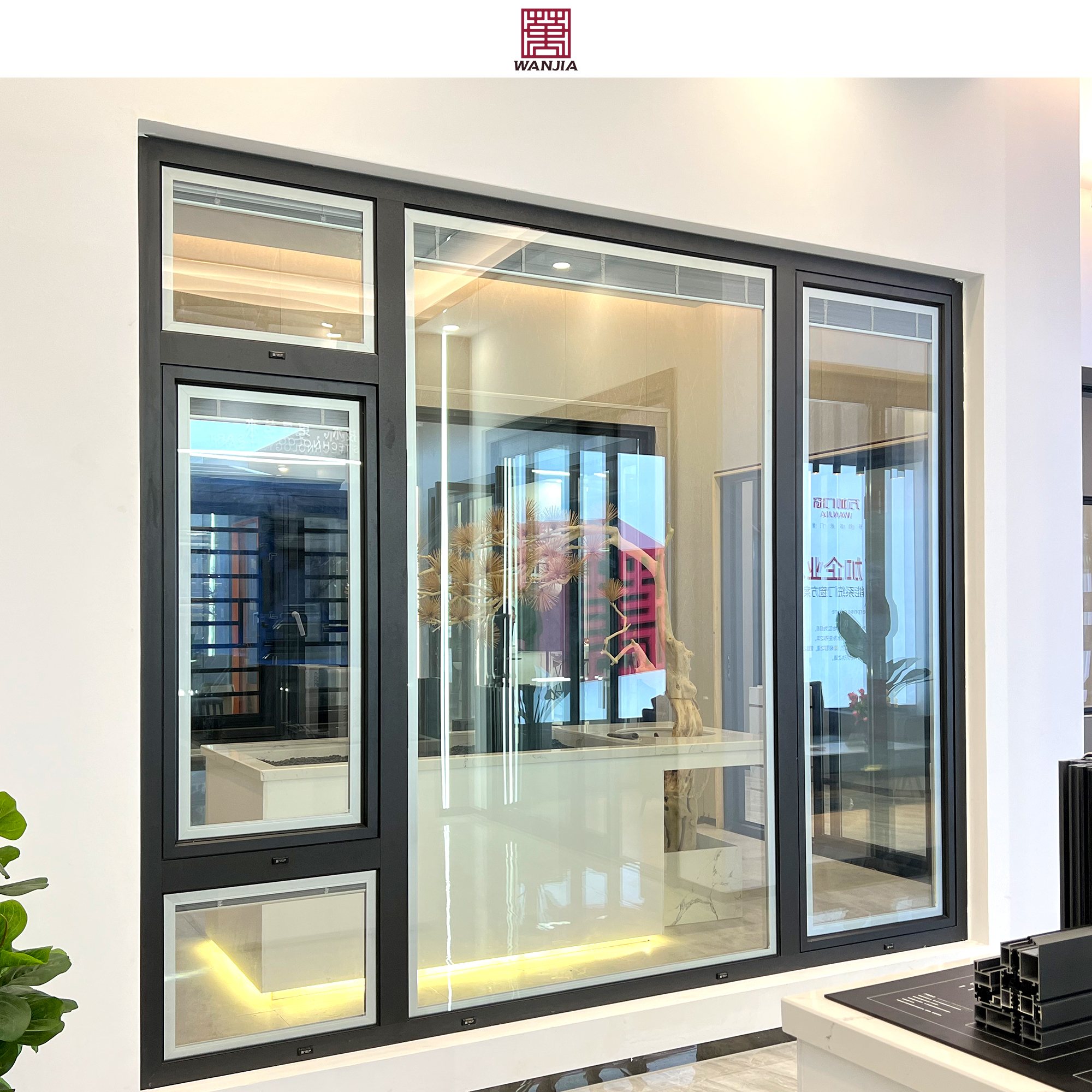 WANJIA aluminum hurricane impact windows soundproof glass windows energy efficient casement window