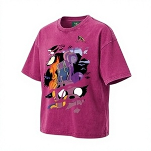 T-shirt graphique à manches courtes en coton épais, coupe décontractée, imprimé DTG personnalisé, effet délavé - Product Image 2