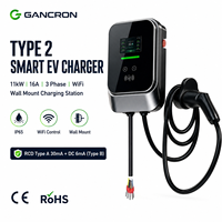 Chargeur de véhicule électrique 11 kW 16 A triphasé AC intelligent WiFi, boîtier mural, prise Type 2, station de recharge murale pour voiture électrique, norme EU J1772