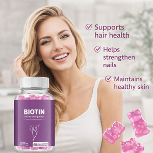 Gomitas <span class=keywords><strong>de</strong></span> Biotina para Cabello, Piel y Uñas, 10000mcg, Sabor Fresa, 60 Unidades, Apoyo Vegano para la Belleza - Product Image 2