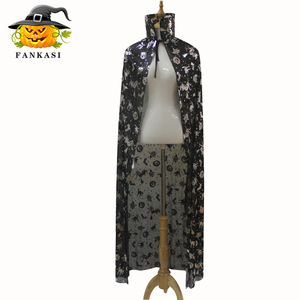 Cape d'Halloween Fankasi, costume de sorcière ou de vampire pour adulte, unisexe, avec motif de citrouille en feuille d'or et d'argent - Product Image 4