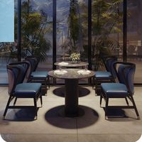 Fournisseur de meubles pour hôtels et restaurants, couleur/taille personnalisable, durable, style moderne minimaliste, table et chaises en bois massif avec plateau en marbre