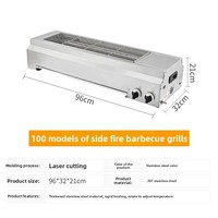 Gril à gaz commercial exclusif transfrontalier en acier inoxydable, machine à brochettes sans fumée pour grillades d'huîtres, de gluten et d'ailes de poulet