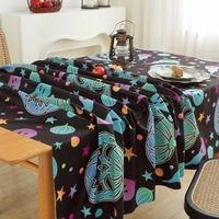 Nappe d'Halloween bicolore en PEVA à imprimé chauve-souris noir et orange, jetable, pour décoration de table de fête - Grande Vente