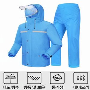 Set di impermeabili consegna blu cielo in alto e in basso per alpinismo e pesca - Product Image 1