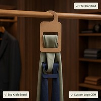 Colgador de Papel Kraft Ecológico con Certificación FSC, Gancho de Exhibición de Cartón Sostenible para Corbatas y Cinturones, Soporte para Accesorios de Ropa Masculina, Venta al por Mayor OEM
