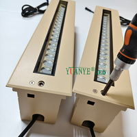 Lampe linéaire encastrée au sol RAL1001 Beige LED 18W 24W 36W 48W RGB RGBW DMX512 Polarisation inclinée IP65 YY-DML005