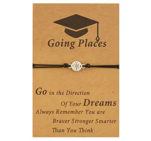 Graduation Gift College Compass Bracelet Congratulations Card Inspirational Gift for Him Her Wish Going Places Bracelet