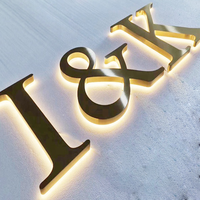 Letrero LED 3D Personalizado con Letras Doradas, Retroiluminado, para Exteriores, Logotipo Comercial para Fachada de Edificio