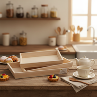Plateau et boîte de rangement en bambou naturel durable, à compartiment unique et multifonctionnel, pour bijoux, salle de bain et bureau