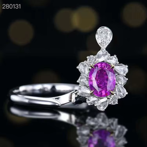 SGARIT Jewelry 18K White Gold <b>Ring</b> 1.18CT Oval Natural Unheated Purple <b>Sapphire</b> Genuine Gemstone Wedding <b>Ring</b> <b>for</b> <b>Women</b> - Product Image 4